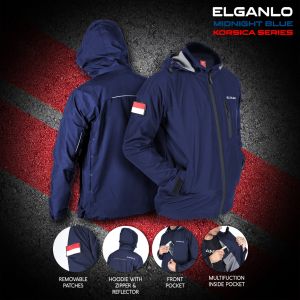 Custom Logo Jaket Motor Harian Seragaman Hoodie Parasut Bomber Outdoor Adventure Touring Jarak Dekat dan Jauh Jeket Windproof semi Waterproof Bahan ZN 100% Original Premium Distro Bandung Racing Club Bigsize Warna Hitam Jaket Pria Terelegan dari ELGANLO