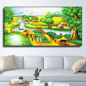 Tranh phong cảnh đồng quê siêu đẹp tranh tráng gương 5D