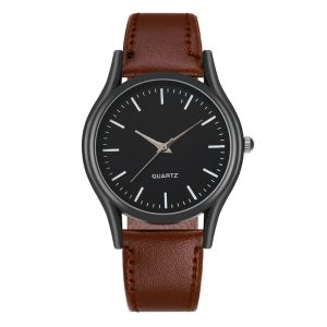 MUMU Minimalist Quartz Watch Leather Strap Round Dial Couples Watch Simple Classic Wristwatches Gifts
