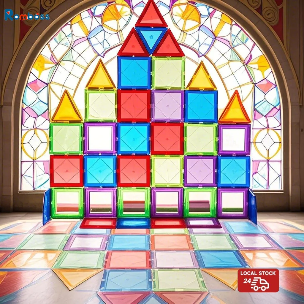 Romboss 【Local Stock】28/40/54/83/101PCS Magnet Building Tiles Clear Magnetic bricks 3D Building Blocks Construction Playboard Toys Christmas Gift for Kids磁力片磁铁积木玩具