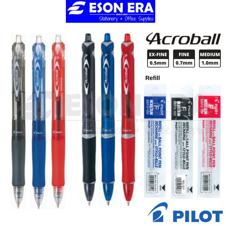 Pilot Acroball Ball Pen Retractable Refillable Ballpoint Pen EF / F / M Refill Lazada