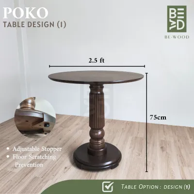 POKO Round Dining Table 2.5FT/3FT/3.5FT/4FT Round Table Meja Makan Bulat Meja Makan (BE WOOD)
