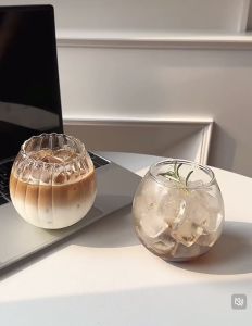 Cốc / Ly Thuỷ Tinh Hình Quả Cầu 400ml Chịu Nhiệt Cao Dùng Trang Trí Uống Matcha Trà Sữa - Chihirostore.decor