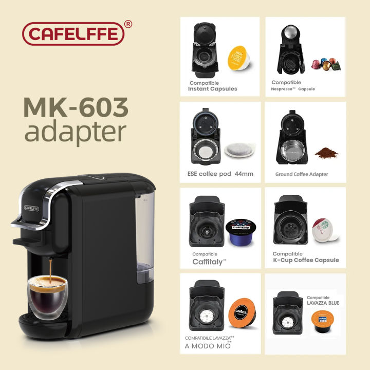 Cafelffe MK603 model adapter system parts for Nespresso or Dolce Gusto