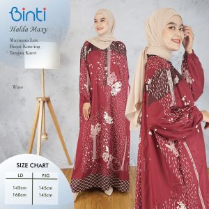 HALDA DRESS JUMBO LD 145 BAHAN MAXMARA LUX By BINTI GAMIS JUMBO TERBARU MOTIF PRINT BAJU LEBARAN GAMIS PANJANG