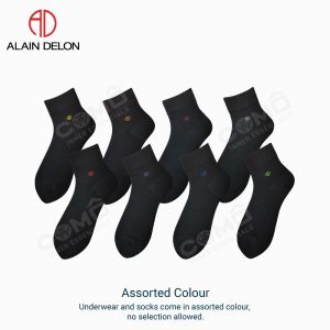 Alain Delon (3 Pairs) Men’s Soft Breathable Bamboo Spandex Half Length Business Socks for Fresh Office Comfort – ADB15