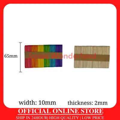 50pcs Warna Batang Kayu Ais Krim/Colour Ice Cream Sticks Craft Projects Kids Safe Natural Cake Topper Stick