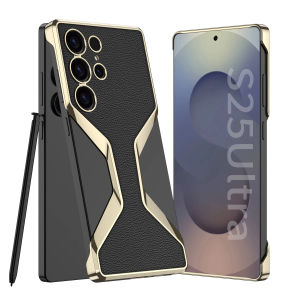 Personality Design Electroplated Incomplete Border PU Leather Phone Cover For Samsung Galaxy S25 Ultra Case