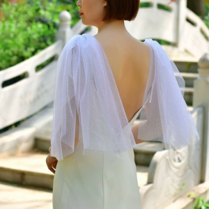 Bride Tulle Wedding Bridal Shiny Shoulder Stole Sheer Gilding Design Shiny Shoulder Wrap Elegant Simple Formal Shawl