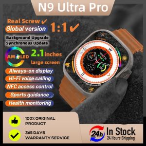 2024 ใหม่ N9 Ultra Pro สมาร์ทวอทช์ผู้ชายสมาร์ทวอทช์ผู้หญิงฟิตเนสนาฬิกาอิเล็กทรอนิกส์ NFC AMOLED บลูทูธกันน้ำ ios Android Smartwatch
