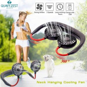 1pcs USB Mini Fan Neck Fan Rechargeable Small Portable Sports Fan Light USB Desk Hand Air Conditioner Cooler