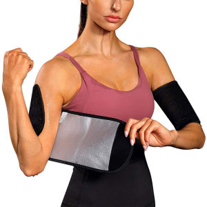 Women Sauna Arm Trimmer Sweat Shaper Bands Compression Sleeves Arms Wraps 2 Pack Adjustable Tight Arm Trainer for Sports Workout Exercise