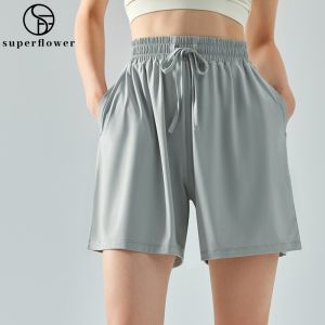 SUPERFLOWER Womens UV Protection Cool Feeling Sports Cycling Running Shorts with Pockets Loose Thin Jogging Pants
