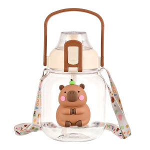 680-1050ml Capybara Water Cup Bottle Double Drinking Bottle Lock Handle Straw Cup Cute BPA Free