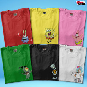 Personalized Cute Cartoons Spongeb0b Family Pocket Tees Comfortable to wear Fashionable Shirt Sold Per Piece