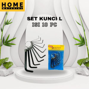 Kunci L Set 10 Pcs Hex Key Ring Huidi Tools 10 IN 1 Kunci Allen Key Kunci Heksagonal Key Kunci Inbus Key 1.5 mm  2.0 mm  2.5 mm  3.0 mm  3.5 mm  4.0 mm  5.0 mm  6.0 mm  8.0 mm  10.0 mm - Hitam / Putih