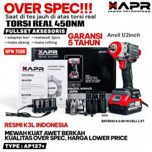 TERLARIS AP33PROMAXM 1850NM APR BOR IMPACT WRENCH CORDLESS 2 BATERAI 10CELL MESIN PEMBUKA BAUT RODA MOBIL MOTOR ORIGINAL