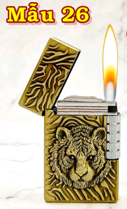 Dupont M-26 – Đầu Hổ Khắc Nổi Bật Lửa Chất Đồng Nguyên Chất – Full Hộp – Xài Gas