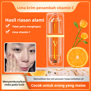 Krim Wajah Tanpa Rias Dengan 5X Vitamin C Melembapkan Dan Mencerahkan 4-In-1 Krim VC Untuk Kulit Cerah Natural Cocok Untuk Makeup Ringan Menyamarkan Pori Dan Noda Kulit