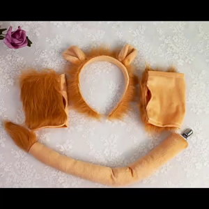 Halloween Lion Dress up Costume Set for Kid Birthday Party Halloween Lion Dress up Costume Lion Hairband Tail Bowtie