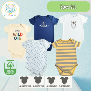 Yoji Baby Cotton Short Sleeves Onesie Clothes for Baby Girl Top Shirt Bodysuit - Giraffes