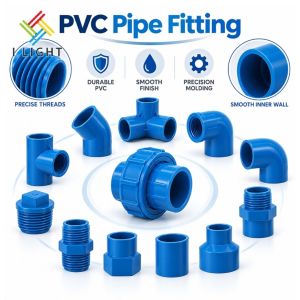 1/2 3/4 1 PVC Blue Pipe Fittings Tee Cap Plug Male & Female Adapter Elbow Coupling with thread