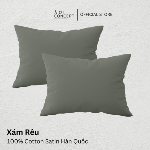 Vỏ Gối Nằm Cotton Satin Hàn Quốc Cao Cấp À Ơi Concept Size 50x70 cm Bao Gối Nằm Màu Trơn Chất Cotton Êm Ái