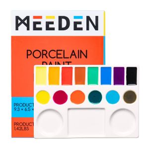 MEEDEN Studio Ceramic Paint Palette Porcelain Watercolor Palette for Artists Painting Acrylic Gouache Watercolor Mixing Tray17-Well 9 x 6.5 Inch