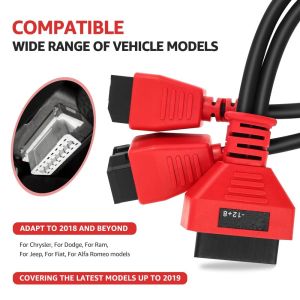 FWFHTP Thiết kế vòng lặp Cáp chuyển đổi OBD Đỏ 12+8 chân cắm. Dây chẩn đoán Bền bỉ Cáp Bypass SGW Dành cho xe Jeep