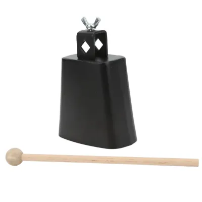 BIMI Black Cow Bell​ Metal ​4 Inch/5 Inch ​Noise Maker​ Durable ​With Stick​ ​Hand Percussion Instrument​ Drum Set Sporting Events Concerts Weddings Percussion Performance