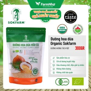 Đường Hoa Dừa Hữu Cơ Sokfarm Túi 300gr FDA Hoa Kì - Chỉ Số Đường Huyết Thấp Giàu Chất Chống Oxy Hóa