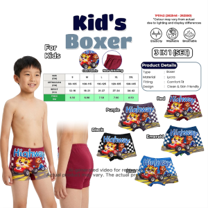 Kids Boxer Shorts Highway Racing Cartoon Underwear Boys Comfortable Breathable Washable Lycra Boxer Brief 3 in 1 Set