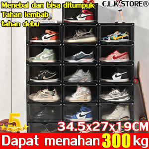 COD ZIZHU Kotak Sepatu transparan Beratnya 300 kati menebal tahan tekanan anti jatuh kotak sepatu magnetis tahan lembab tahan debu Bisa ditumpuk multi-lapisan Kotak sepatu lipat serbaguna(Kotak Sepatu Lipat Kotak Sepatu Serbaguna Transparan Tebal Shoes)