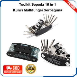 Kunci Sepeda Tool Kit 15 in 1 Kunci L Hex Obeng Pas Alat Reparasi Sepada Multifungsi Serbaguna Full Set