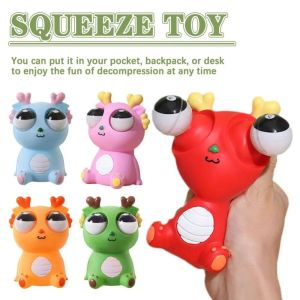 PICKIT Extract Decompression Toy Keychain Unique Little Dragon Big Eyes Squeeze Dragon Doll Cute Fidget Toy