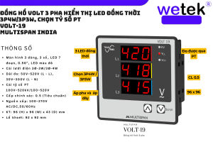 VOLT-19 ĐỒNG HỒ ĐO ĐIỆN ÁP (V) 3 PHA ĐỒNG THỜI (3P3W 3P4W) CCX0.5 03 MÀN HÌNH LED SỐ LỚN CHỌN ĐƯỢC TỶ SỐ PT
