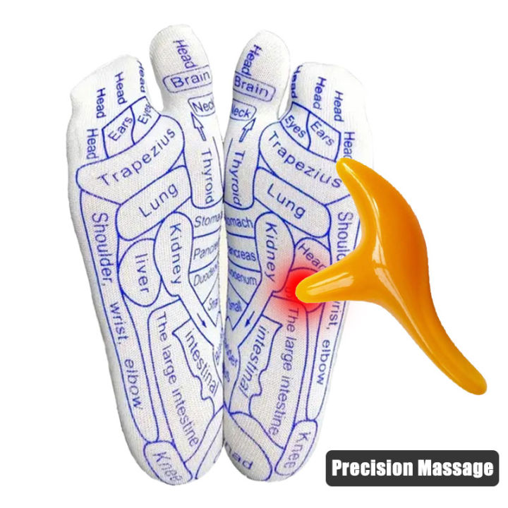 Acupressure Reflexology Chart Socks 2 Toe Split Foot Massage Meridian