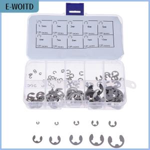 【E-WOITD】 120Pcs Box 304 Stainless Steel E-Clip Retaining Circlip Assortment Kit M1.5 M10