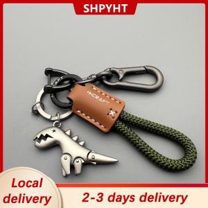 [COD] SHPYHT Local delivery Ship within 24 hours Motorcycle Decoration Accessories Little Dinosaur Car Keychain Single Leather Woven Rope Metal Keychain Handbag Pendant