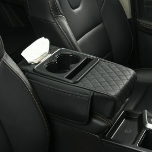 ZIIIRA Portable Center Console Armrest Cushion PU Leather Multifunctional Armrest Pad Convenient Height Increasing Cup Holder Car