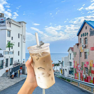 Square Heat-resistant Glass Cup Coffee Cup With Lid Straw Transparent Milk Tea Cup Coffee Cup Beer Milk Juice Household Water Cup