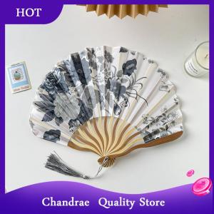 [Chandrae] Chinese Japanese Style Silk Fan Folding Fan Wedding Fan Art Gifts Dance Hand Fan Vintage Bamboo Folding Hand Held Flower Fan