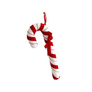 YERZ White and Red Christmas Candy Canes Pendant Foam Velvet Large Candy Cane Hanging Ornaments Creative Elegant Christmas Tree Decoration Merry Christmas Decoration