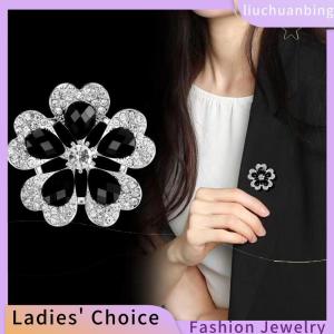[COD] liuchuanbing Jewellery Tinh Tế Màu Đen Rhinestone Hoa Trâm Cài Cho Phụ Nữ Thanh Lịch Ve Áo Pins Trang Trí Đám Cưới Đồ Trang Sức