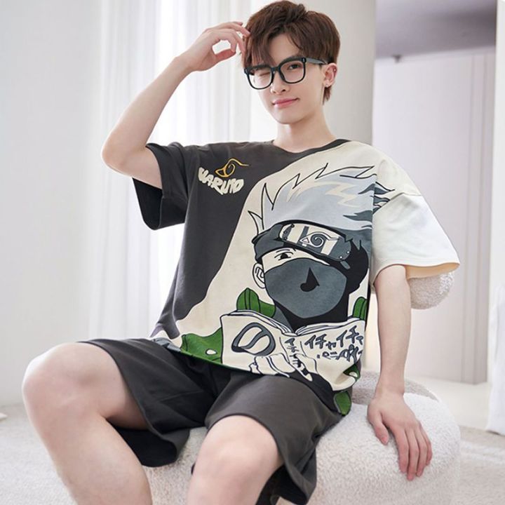 1 bộ đồ ngủ cho Hàn Quốc nam phong cách ngắn tay đồ ngủ áo phông rộng ...