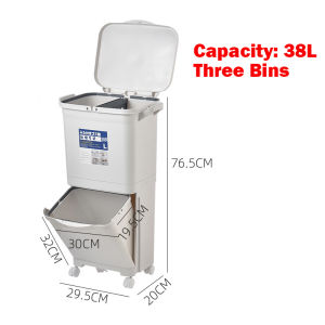 【Type B Dry/Wet Sorting Dust Bin】Slim Profile Garbage/ Trash bin/Dustbin/ Fireheart