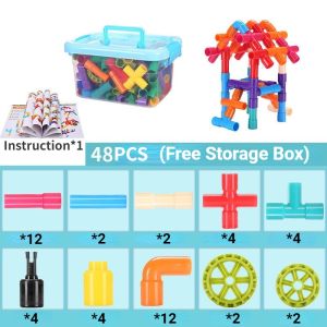 Baltra 48/96PCS Pipeline Building Blocks for Kids DIY Tunnel Model Toy Educational Toys Set Kids Gift