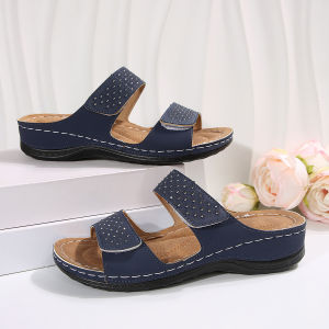 Free Shipping New Plus-Size Women’S Shoes: Retro Bohemian-Style Hollow-Out Wedge Sandals Solid-Color Sandals