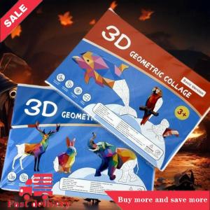 [COD] 1 Set Animal Cognitive Training Enlightenment Toy Decals 3D Geometric Collages Childrens Puzzle Enhance Focus Handmade Stickers