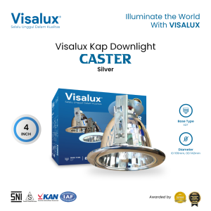 Visalux Kap Lampu Downlight Fitting E27 Caster 4 Inch - Silver (CTR-VDL6540S)